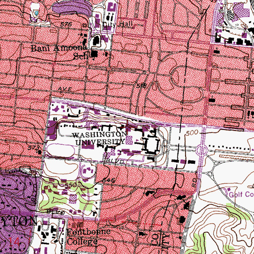 Topographic Map of Louderman Hall, MO