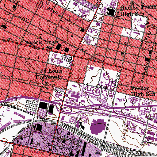 Topographic Map of MacElwane Hall, MO