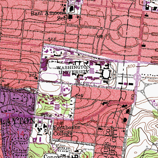 Topographic Map of Mallinckrodt Student Center, MO
