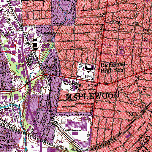 Topographic Map of Maplewood Fire Department, MO