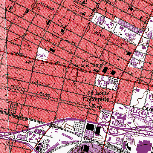 Topographic Map of Marguerite Hall, MO
