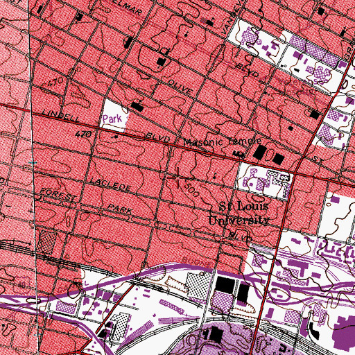 Topographic Map of Marion Rumsey-Cartier Hall, MO