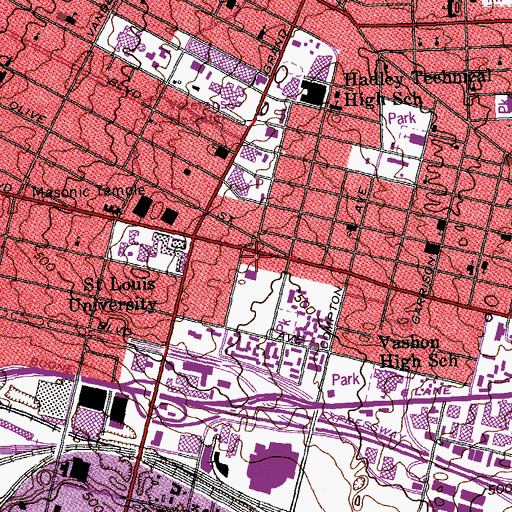 Topographic Map of McDonnell-Douglas Hall, MO