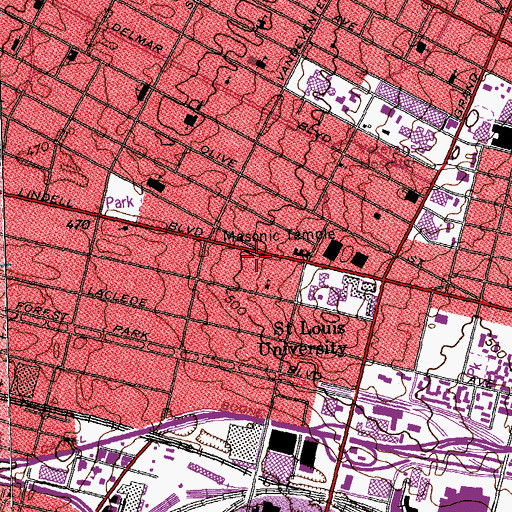 Topographic Map of McGannon Hall, MO