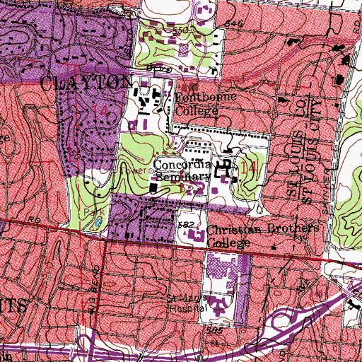 Topographic Map of Mezger Hall, MO