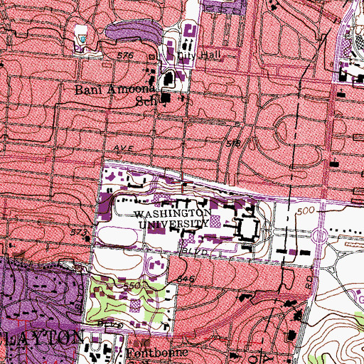 Topographic Map of Millbrook Building, MO