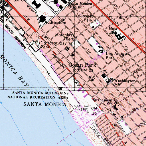 Topographic Map of Ocean Park, CA