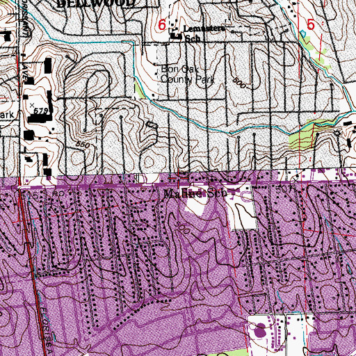 Topographic Map of Metro - North Fire Protection District, MO