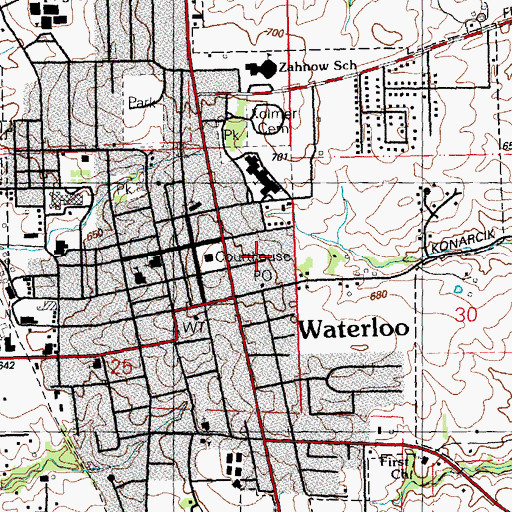 Topographic Map of Monroe County Fire Department, IL