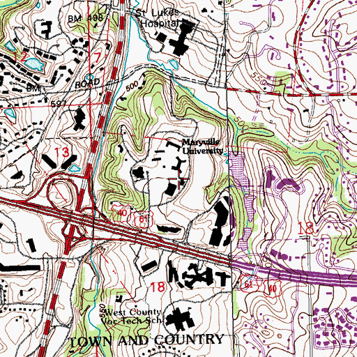 Topographic Map of Mouton Residence Hall, MO