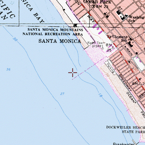 Topographic Map of Ocean Park Pier, CA