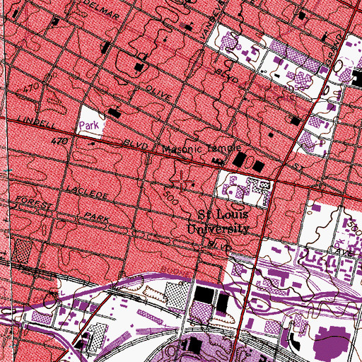 Topographic Map of Notre Dame Hall, MO