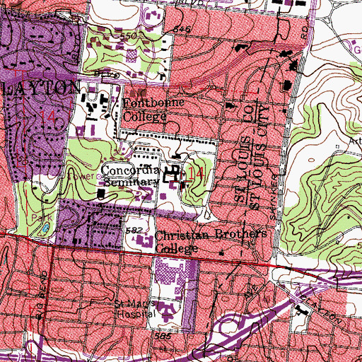 Topographic Map of O Fuerbringer Hall, MO