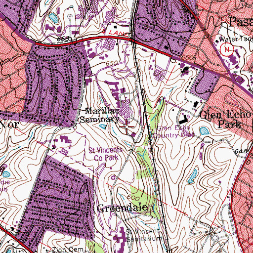 Topographic Map of Oak Hall, MO
