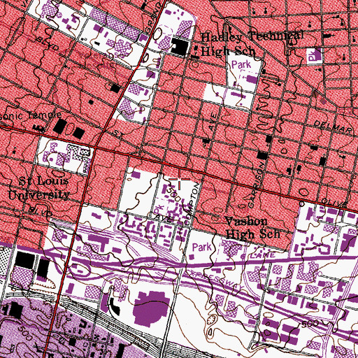 Topographic Map of Olive Parking Garage, MO