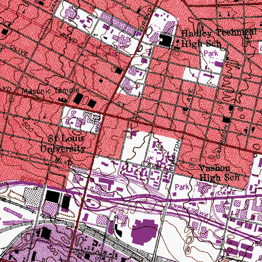 Topographic Map of Oliver Hall, MO