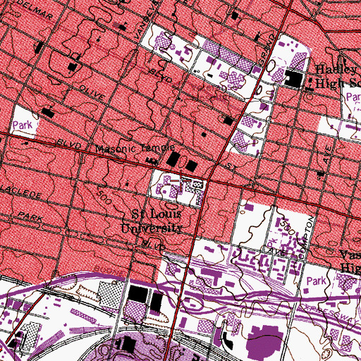 Topographic Map of O'Neil Hall, MO