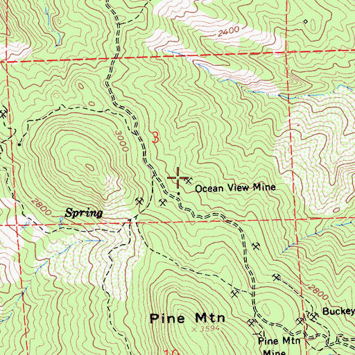 Topographic Map of Ocean View Mine, CA