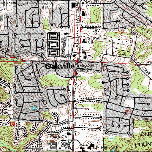 Topographic Map of Planet Child Care Center of Oakville, MO