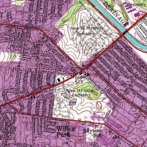 Topographic Map of Salem Lutheran Church, MO