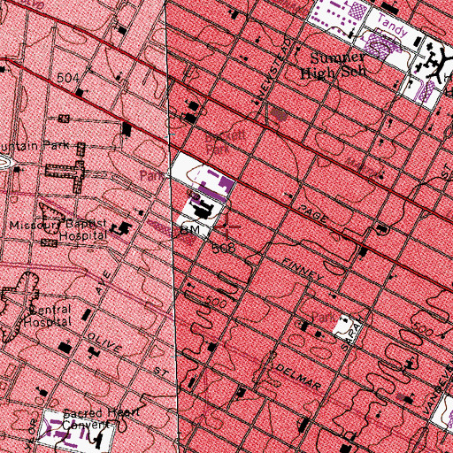 Topographic Map of Shiloh Missionary Baptist Church, MO