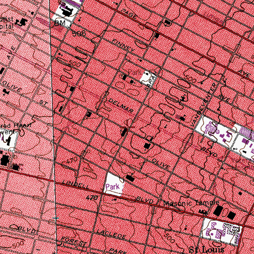 Topographic Map of Shiloh Temple Church of God in Christ, MO