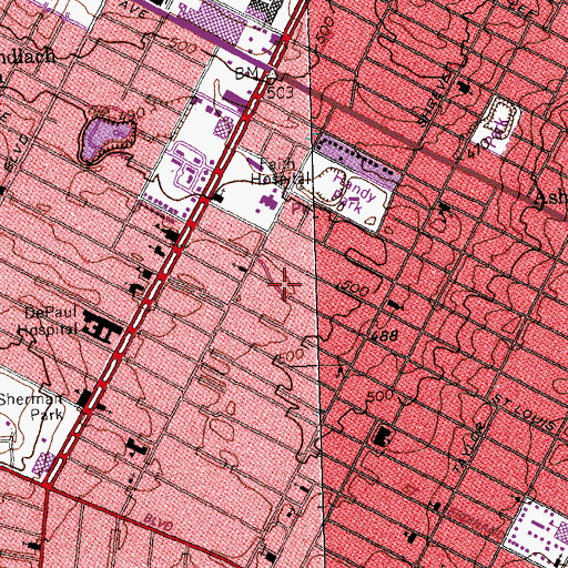 Topographic Map of Solomon Temple Missionary Baptist Church, MO