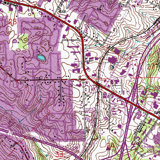 Topographic Map of South County Bible Church, MO