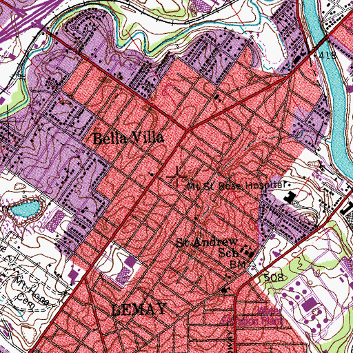 Topographic Map of South Side General Baptist Church, MO