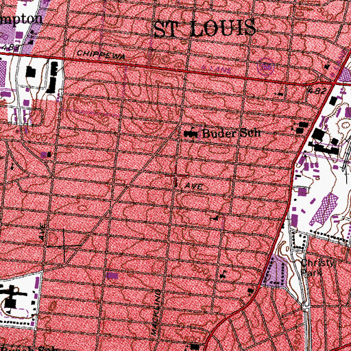 Topographic Map of Southampton Presbyterian Church, MO