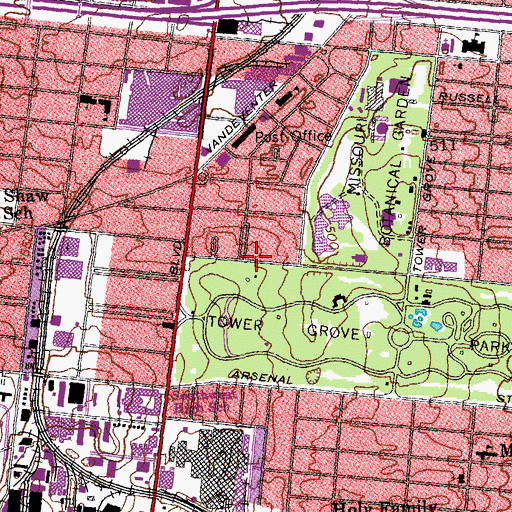 Topographic Map of Southwest Church of the Nazarene, MO
