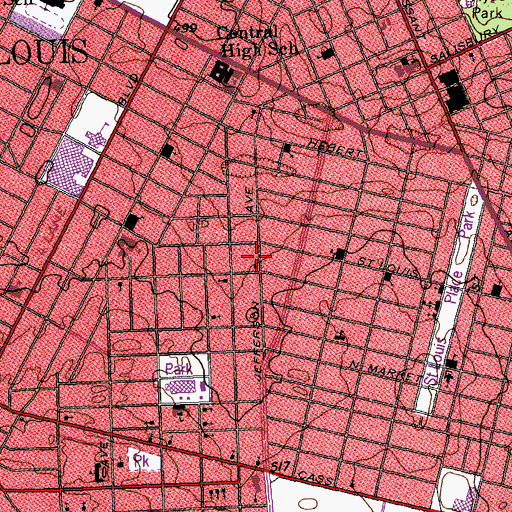 Topographic Map of Starlight Missionary Baptist Church, MO