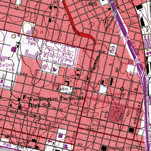 Topographic Map of Strangers Home Missionary Baptist Church, MO