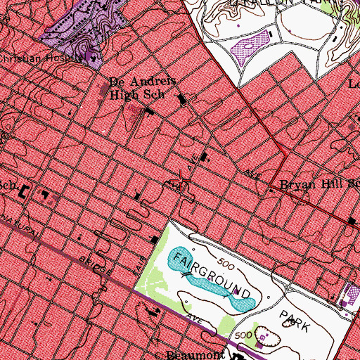 Topographic Map of Tabernacle of Life Christian Church, MO