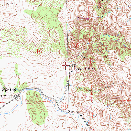 Topographic Map of Oceanie Mine, CA