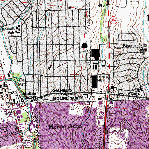 Topographic Map of The Temple Non-Denominational Church, MO