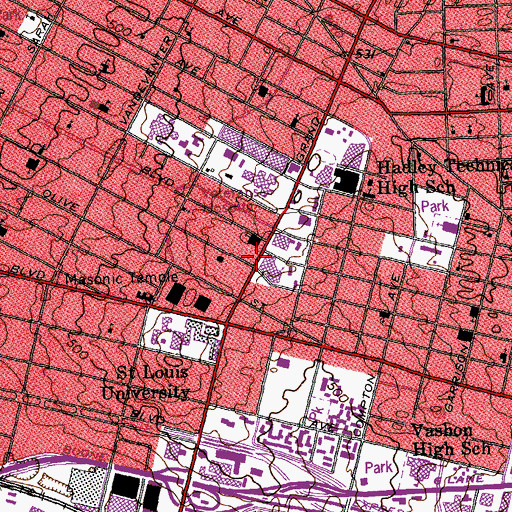 Topographic Map of Third Baptist Church, MO