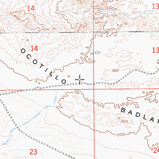 Topographic Map of Ocotillo Badlands, CA