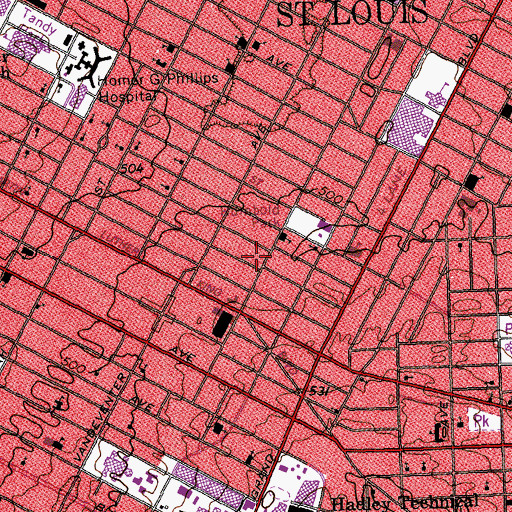 Topographic Map of Trinity Mount Carmel Missionary Baptist Church, MO
