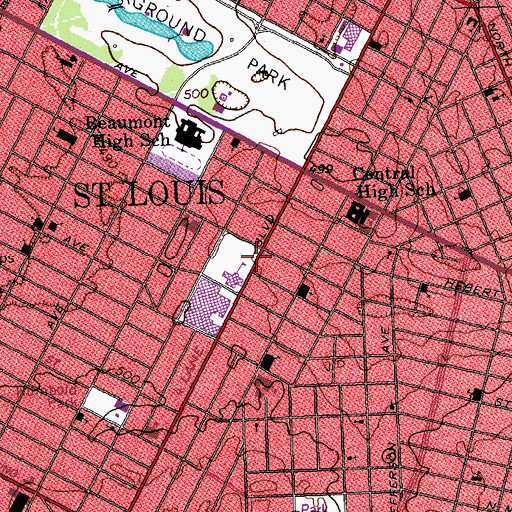 Topographic Map of Tri-Union African Methodist Episcopal Church, MO