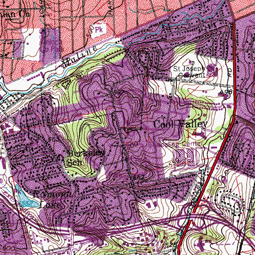 Topographic Map of True Vine Baptist Church, MO