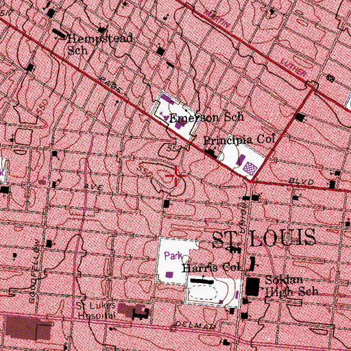 Topographic Map of Union Memorial United Methodist Church, MO