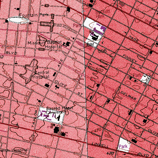 Topographic Map of Union Tabernacle Baptist Church, MO