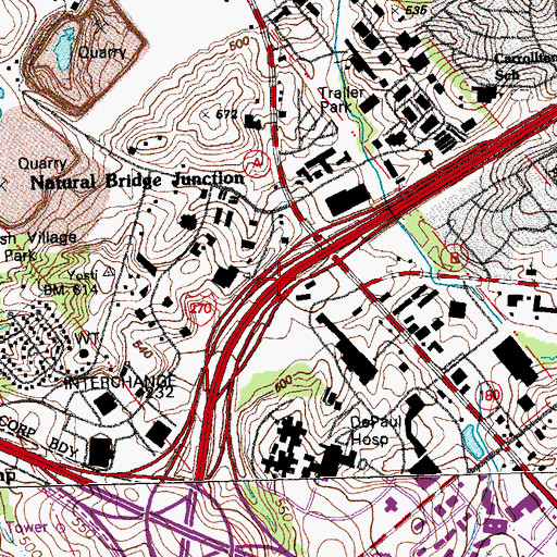 Topographic Map of Interchange 20A and 20B, MO
