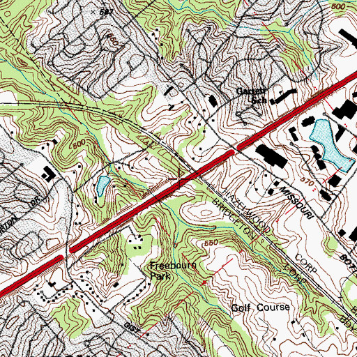 Topographic Map of Interchange 21, MO