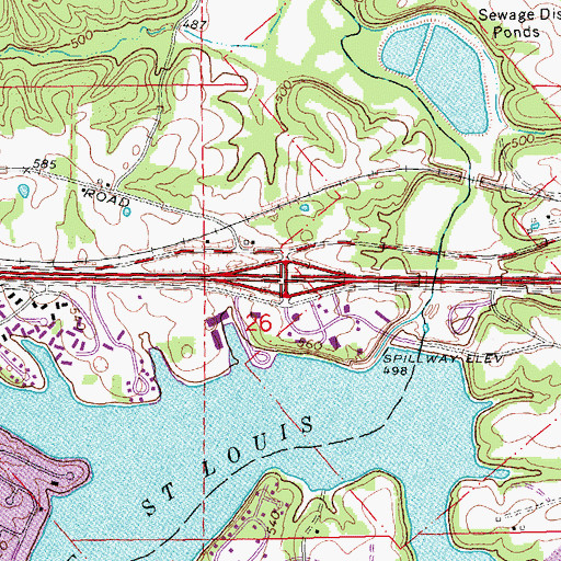 Topographic Map of Interchange 214, MO