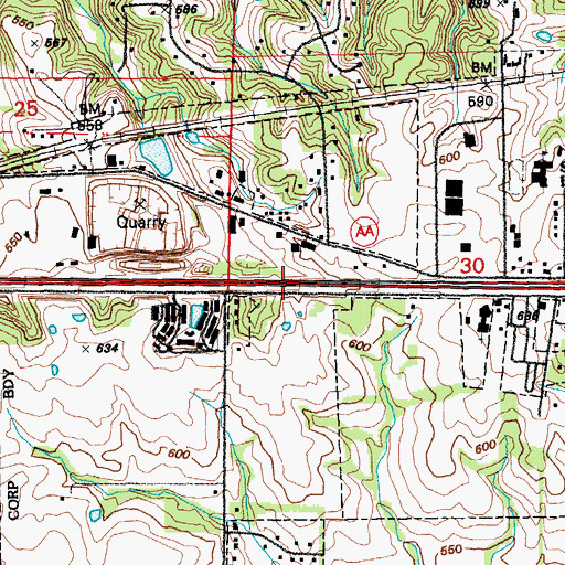 Topographic Map of Interchange 216, MO