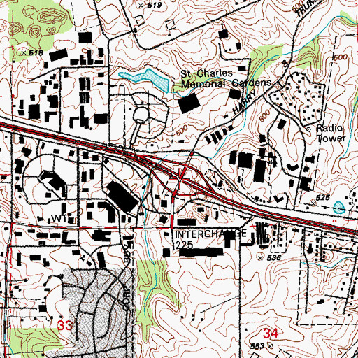 Topographic Map of Interchange 225, MO