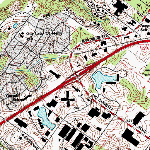 Topographic Map of Interchange 23, MO