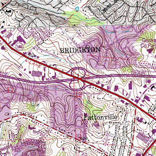 Topographic Map of Interchange 234, MO